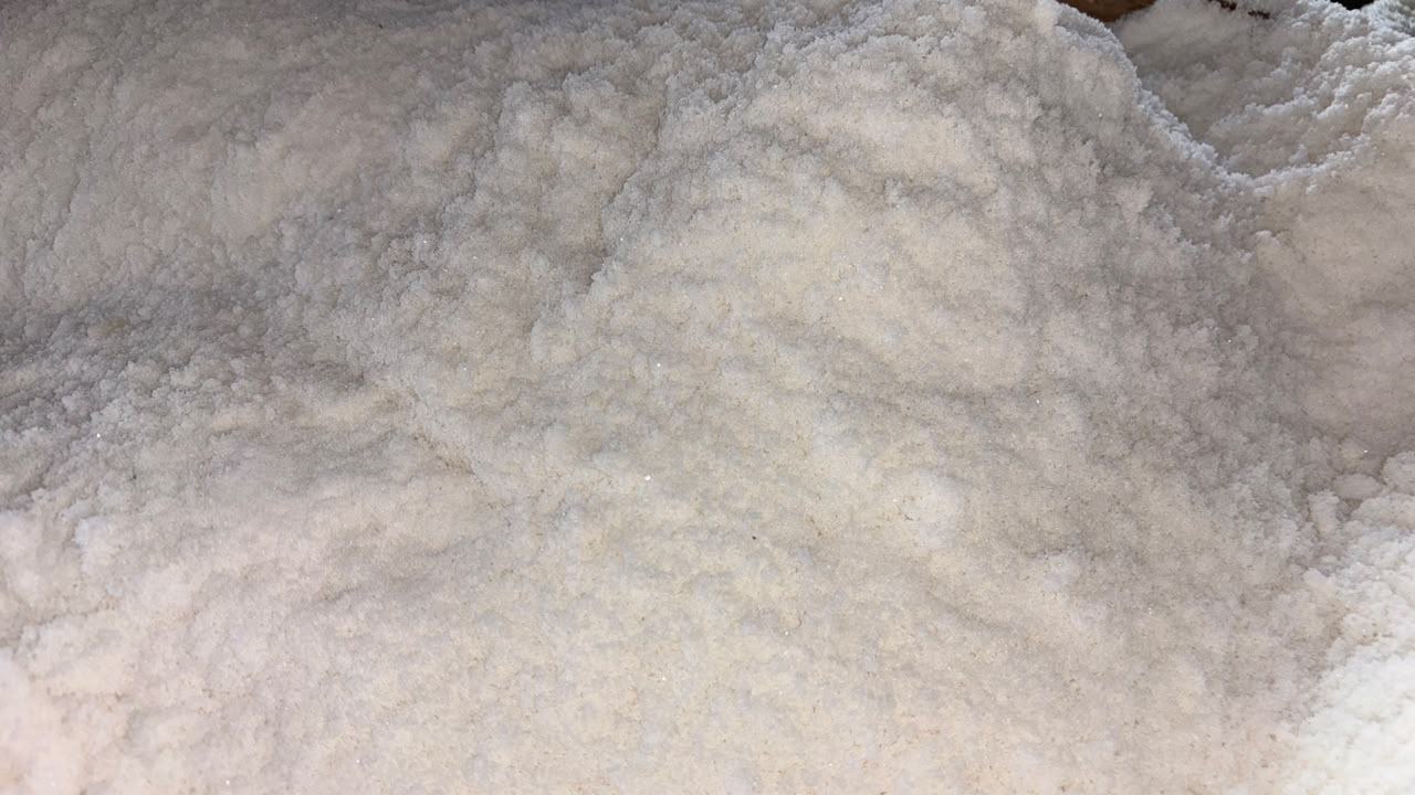Close-up of white crystalline powder